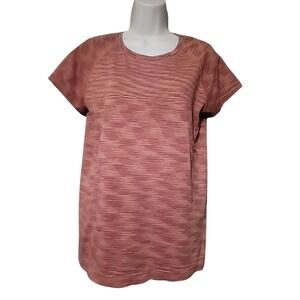 Athleta Short Sleeve Purple Stripe Nylon Polyester XL